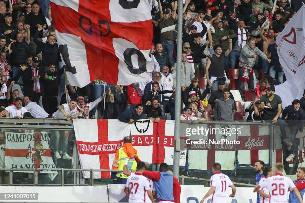 Chirico of Padova Calcio celebrates with fansthe goal douring Padova Calcio vs US Catanzaro, semifinal return of playoff Serie C 2021-22, at Euganeo...