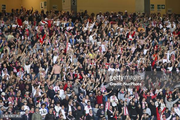 Padova fans show their support during Padova Calcio vs US Catanzaro, semifinal return of playoff Serie C 2021-22, at Euganeo stadium in Padova,...