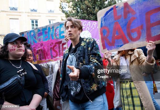 French actress Adele Haenel takes part in a demonstration of #MeTooTheatre movement against sexual harassment in the theatre community, during the...