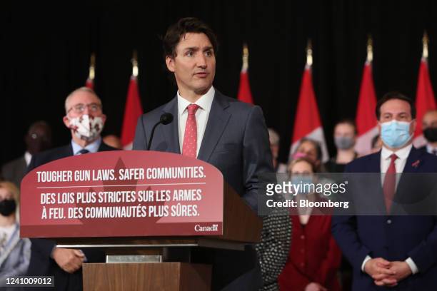 Justin Trudeau, Canada's prime minister, speaks during a press conference at the Fairmont Chateau Laurier in Ottawa, Ontario, Canada, on Monday, May...