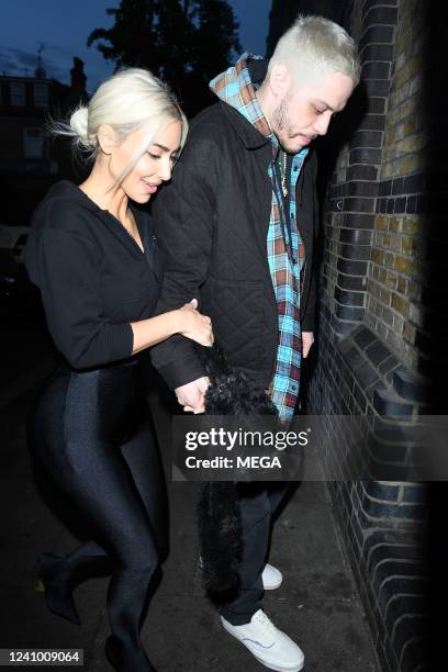 Kim Kardashian and Pete Davidson are seen on May 30, 2022 in London, England.