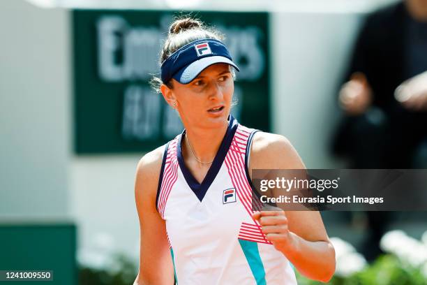 Irina-Camelia Begu of Romania celebrates a point set against Jessica Pegula of United States during the Women's Singles Fourth Round match on Day 9...