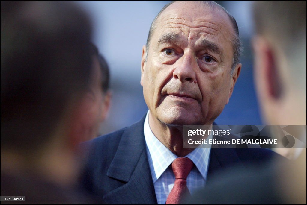 Jacques Chirac Inaugurate The National Rugby Center In Marcoussis, France On November 18, 2002.