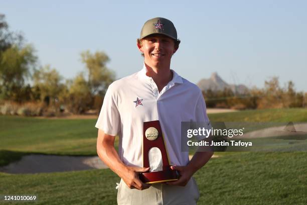 Gordan Sargent of the Vanderbilt Commodores poses with the trophy after winning the individual medalist during the Division I Mens Golf Championship...