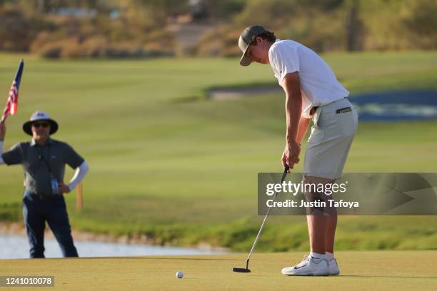 Gordan Sargent of the Vanderbilt Commodores makes the winning putt in a playoff to win the individual medalist award during the Division I Mens Golf...