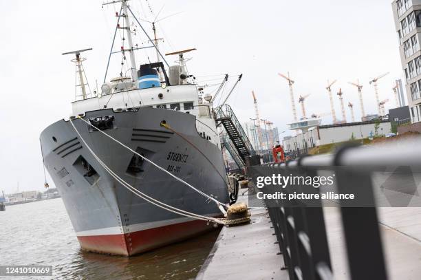 The MS Stubnitz, a former refrigerated ship of the GDR deep-sea fishing fleet that has been used as a socio-cultural event ship since 1992, is moored...