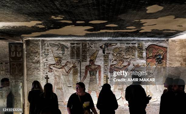 Visitors tour around KV11, the Tomb of Pharaoh Ramses III , at the Valley of the Kings on the West Bank of the Nile river off of Egypt's southern...