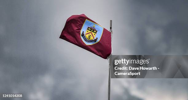 The Burnley FC flag during the Premier League match between Burnley and Newcastle United at Turf Moor on May 22, 2022 in Burnley, United Kingdom.