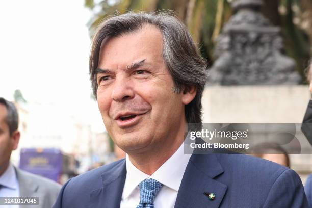 Carlo Messina, chief executive officer of Intesa Sanpaolo SpA, arrives for Bank of Italy's annual report presentation meeting in Rome, Italy, on...