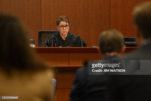 Judge Penney Azcarate speaks in the courtroom as jury deliberations continue in the Depp v. Heard trial at the Fairfax County Circuit Courthouse in...