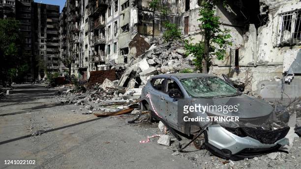 View of a destroyed residential area in Mariupol on May 31 amid the ongoing Russian military action in Ukraine.