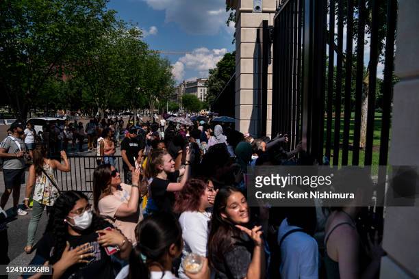 Fans, the BTS Army as they are called, of the South Korean pop group BTS, or Bantam Boys, speak at the daily press briefing at the White House, on...