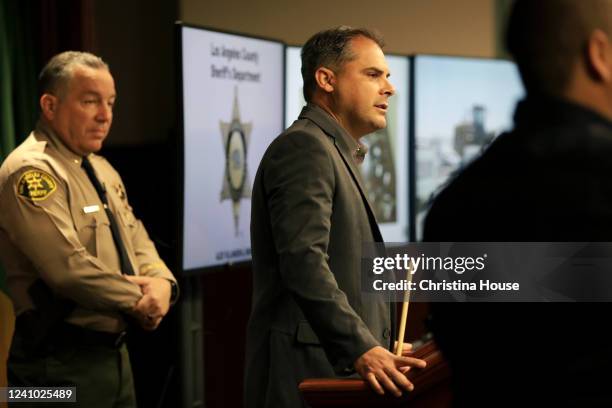 Congressman Mike Garcia speaks at a news conference at the Hall of Justice in downtown Los Angeles to announce the results of a recent marijuana...