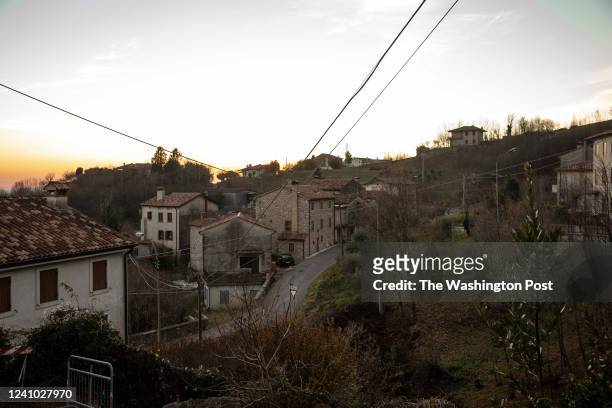 View of Osigo, a small town in the municipality of Fregona, in the province of Treviso, near Vittorio Veneto, Italy, on Wednesday, January 12, 2022....