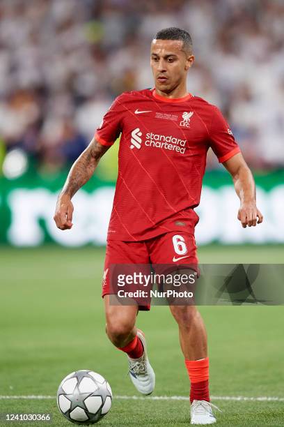 Thiago Alcantara of Liverpool in action during the UEFA Champions League final match between Liverpool FC and Real Madrid at Stade de France on May...