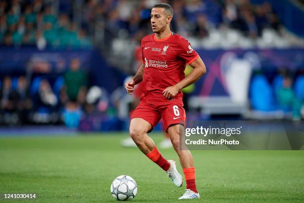 Thiago Alcantara of Liverpool in action during the UEFA Champions League final match between Liverpool FC and Real Madrid at Stade de France on May...