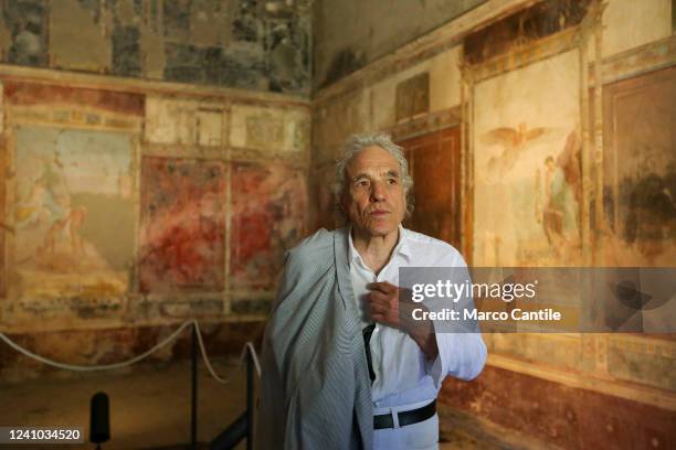 The film director Abel Ferrara, in the archaeological excavations of Pompeii, inside the Imperial Villa, during the reading of "Icarus" by the writer...