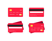 Credit card flat icons set