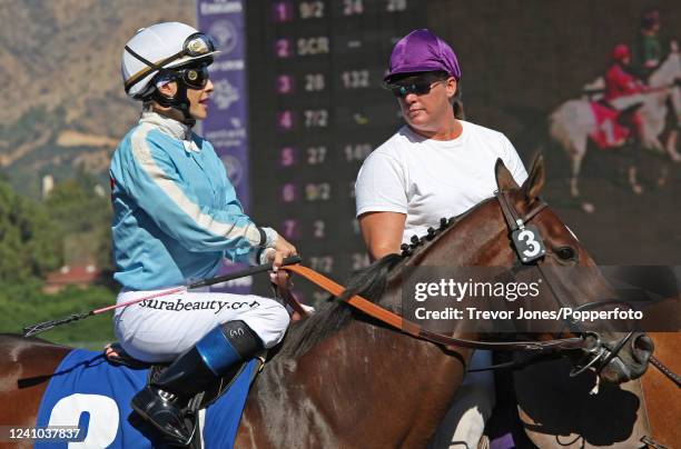 American jockey Chantal Sutherland at Santa Anita, 24th October 2008.