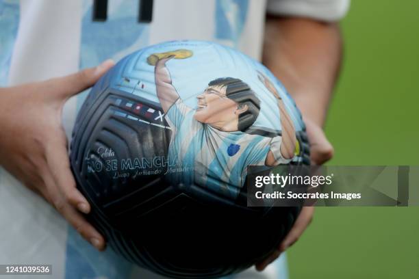 Ball of Maradona during the International Friendly match between Italy v Argentina at the Wembley Stadium on June 1, 2022 in London United Kingdom