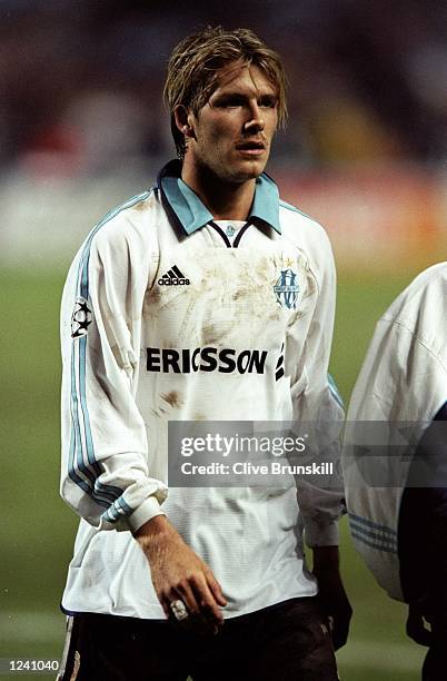 David Beckham of Manchester United leaves the field following the Champions League Group D match against Marseille played at the Stade Velodrome,...