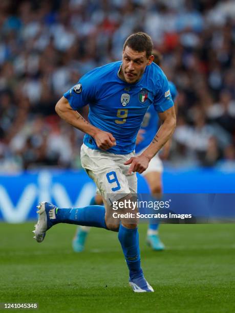 Andrea Belotti of Italy during the International Friendly match between Italy v Argentina at the Wembley Stadium on June 1, 2022 in London United...