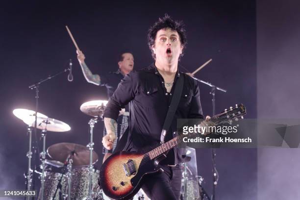 Singer Billie Joe Armstrong of the American band Green Day performs live on stage during a concert at the Parkbuehne Wuhlheide on June 1, 2022 in...