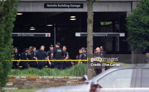 Police respond to the scene of a mass shooting on at St. Francis Hospital on June 1, 2022 in Tulsa, Oklahoma. At least four people were killed in a...