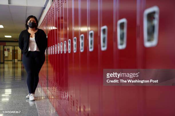 February 9 : Angela Rivera poses for a portrait at Park View High School where she is a student in Sterling, VA on February 9, 2022. Students have...