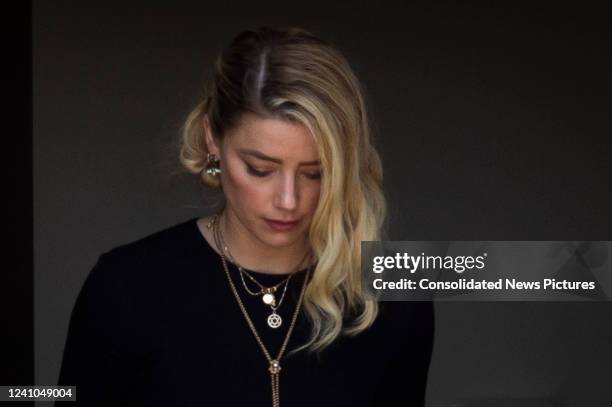 Actress Amber Heard departs the Fairfax County Courthouse on June 1, 2022 in Fairfax, Virginia. The jury in the Johnny Depp vs. Amber Heard case...