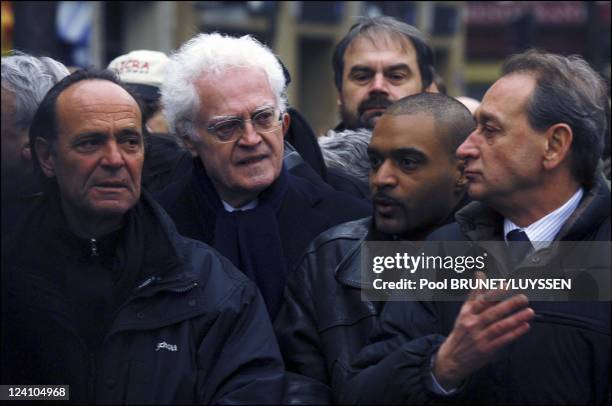 Demonstration against racism and antisemitism in memory of Ilan Halimi in Paris, France on February 26, 2006- Lionel Jospin, Dominique Sopo and...