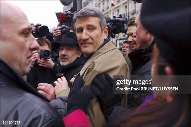 Demonstration against racism and antisemitism in memory of Ilan Halimi in Paris, France on February 26, 2006- Phillipe de Villiers is urged to leave...