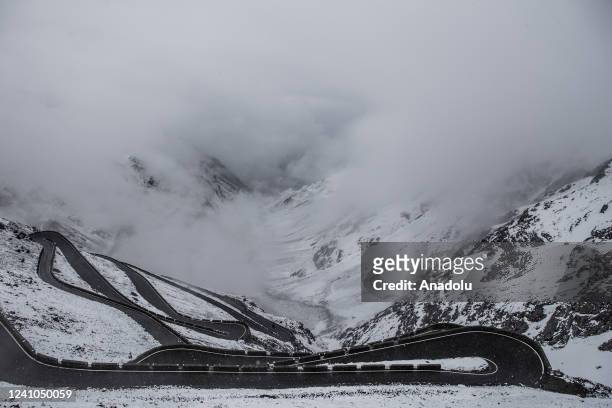 Photo shows the winding roads of Stelvio Pass, on the mountainside of the Autonomous Region of Trentino-Alto Adige, Italy on May 28, 2022..