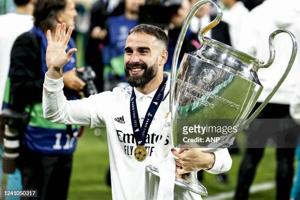 Daniel Carvajal of Real Madrid with UEFA Champions League trophy, Coupe des clubs Champions Europeans during the UEFA Champions League final match...