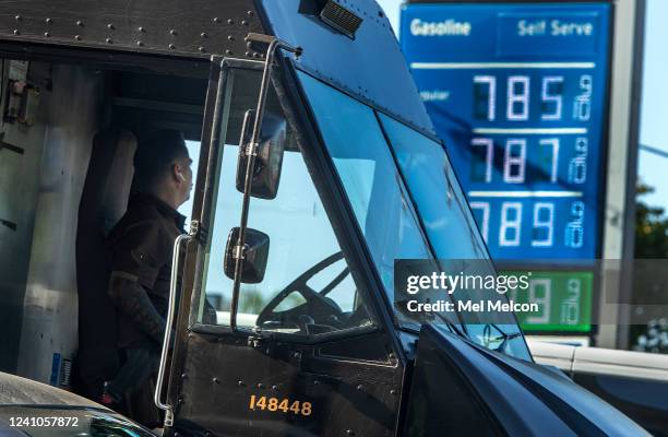 The price of gasoline approaches close to $8 a gallon at the Chevron gas station located at the intersection of Cesar. E. Chavez Ave. And Alameda...