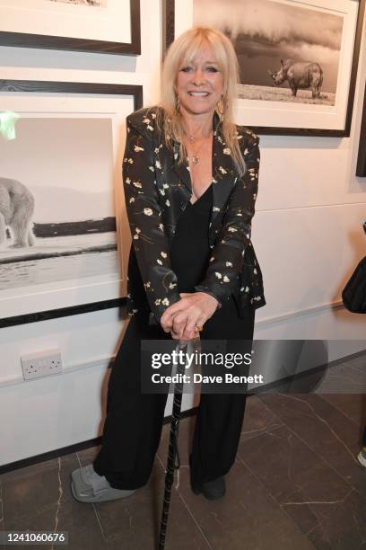 Jo Wood attends a private view of "FLORA/FAUNA - One Planet, One Chance" presented by Leah Wood and Zebra One Gallery in support of Cool Earth and...
