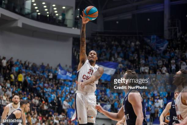 William Dalen Clyburn of CSKA Moscow in action during the VTB United League basketball sixth match of Final series between Zenit St. Petersburg and...