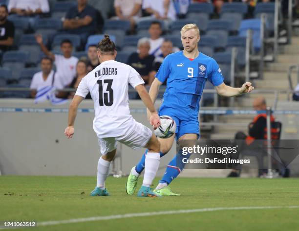 Sveinn Aron Gudjohnsen of Iceland . During the UEFA Nations League League B Group 2 match between Israel and Iceland at Itztadion Sammy Ofer on June...