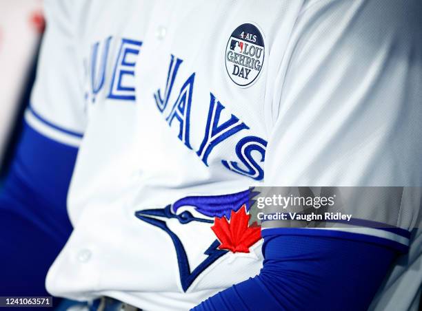The Toronto Blue Jays celebrate Lou Gehrig Day during a MLB game against the Chicago White Sox at Rogers Centre on June 02, 2022 in Toronto, Ontario,...