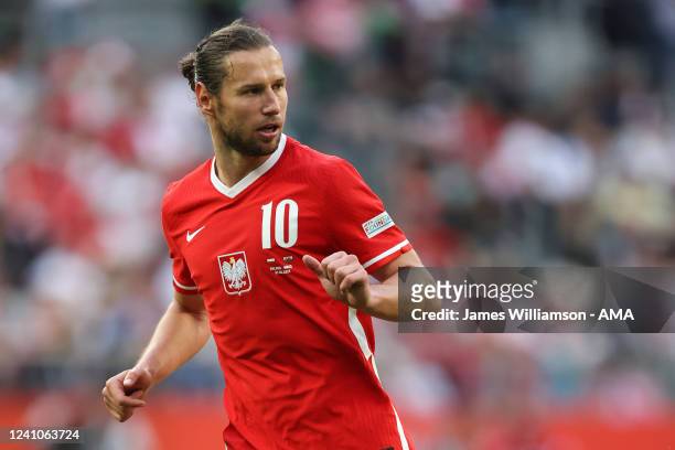 Grzegorz Krychowiak of Poland during the UEFA Nations League League A Group 4 match between Poland and Wales at Tarczynski Arena on June 1, 2022 in...