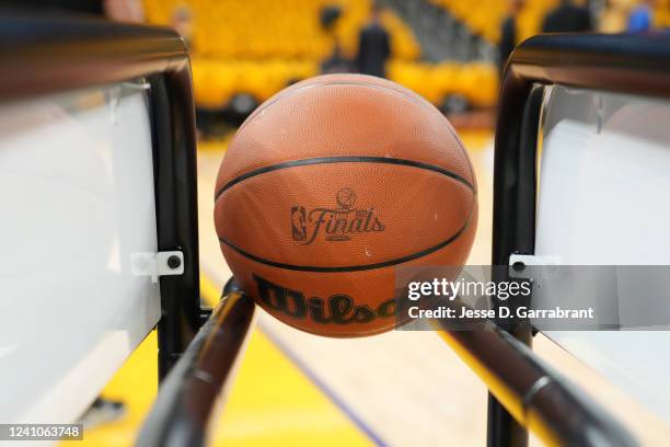 Generic basketball photo of the Official Wilson basketball with the NBA Finals logo during Game One of the 2022 NBA Finals on June 2, 2022 at Chase...