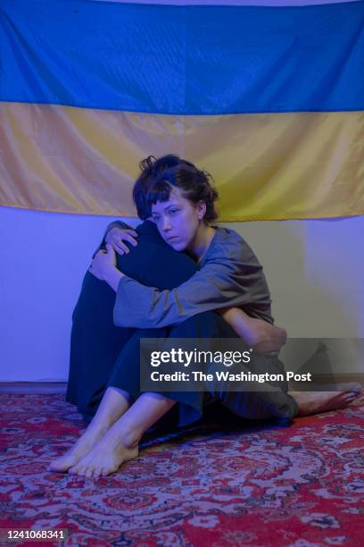 Yerevan, Armenia Mariyka Semenenko , vegan restaurateur and activist, with her partner Andrey in a rented apartment, Yerevan, Armenia. Mariyka is...