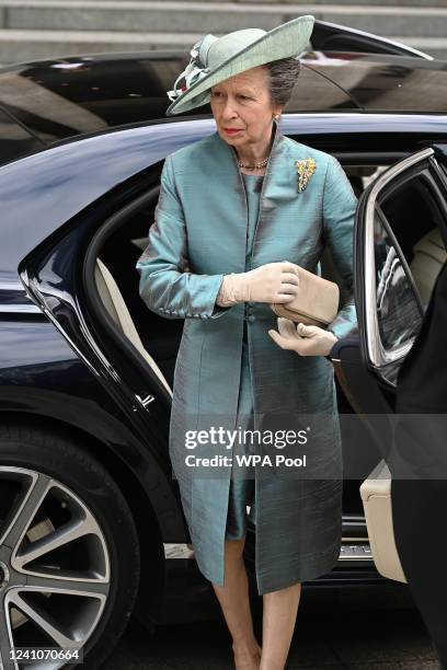 Princess Anne, Princess Royal arrives for the National Service of Thanksgiving to Celebrate the Platinum Jubilee of Her Majesty The Queen at St...