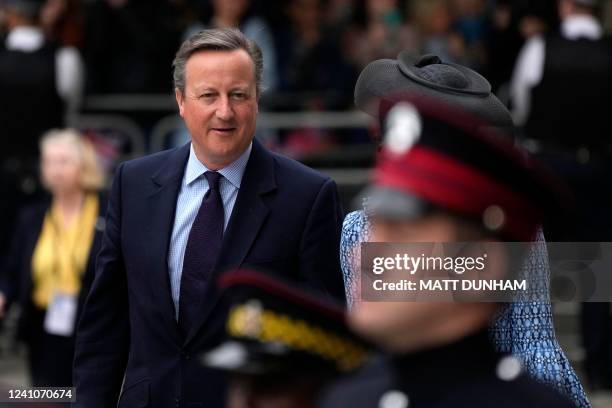 Former British Prime Minister Prime Minister David Cameron and his wife Samantha arrive to attend the National Service of Thanksgiving for The...