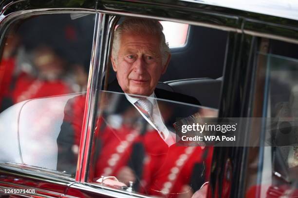 Prince Charles, Prince of Wales, arrives for the National Service of Thanksgiving to Celebrate the Platinum Jubilee of Her Majesty The Queen at St...