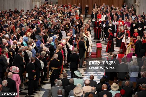 Members of the clergy prepare to leave at the end of the National Service of Thanksgiving to Celebrate the Platinum Jubilee of Her Majesty The Queen...