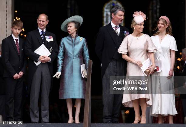 James, Viscount Severn, Prince Edward, Earl of Wessex, Princess Anne, Princess Royal, Timothy Laurence, Sophie, Countess of Wessex and Lady Louise...