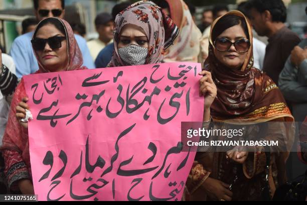 Supporters of Pakistan's ousted prime minister Imran Khan, take part in an anti-government demonstration to a protest against the inflation and fuel...