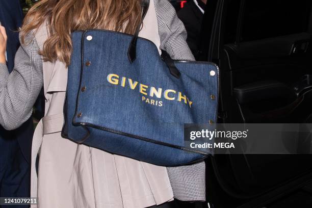 Katharine McPhee, bag detail, is seen leaving Live with Kelly and Ryan at ABC Studios on June 2, 2022 in New York, New York.