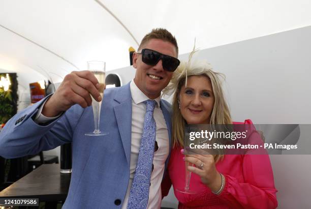 Race goers enjoy the after party on Ladies Day during the Cazoo Derby Festival 2022 at Epsom Racecourse, Surrey. Picture date: Friday June 3, 2022.